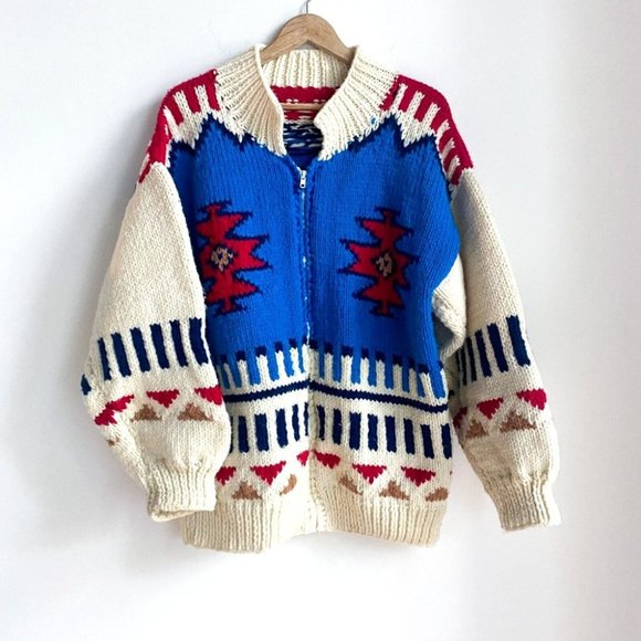 Unbranded | Vintage Other - Vintage Colourful Southwestern Motif Zip up Wool CArdigan XL